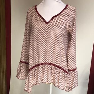 About a girl red long sleeve blouse